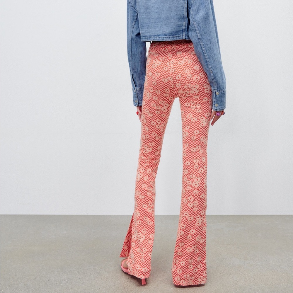 Zara floral bell bottom split side leg pants - Picture 4 of 4